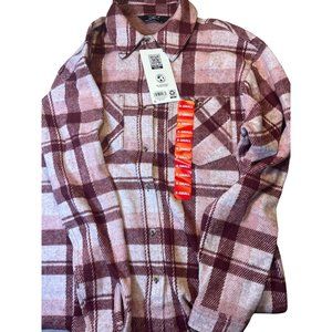 Plaid Long-Sleeve Button-Up Shirt For Women By Member's Mark - Size M - Pink/Red